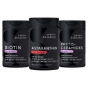 Sports Research® Healthy Skin and Hair Support - Vegan Biotin 10.000mcg με λάδι καρύδας, τριπλή δύναμη Ασταξανθίνη 12mg, και Phytoceramides 350mg ανά Softgel · Μη ΓΤΟ · Vegan · Χωρίς γλουτένη