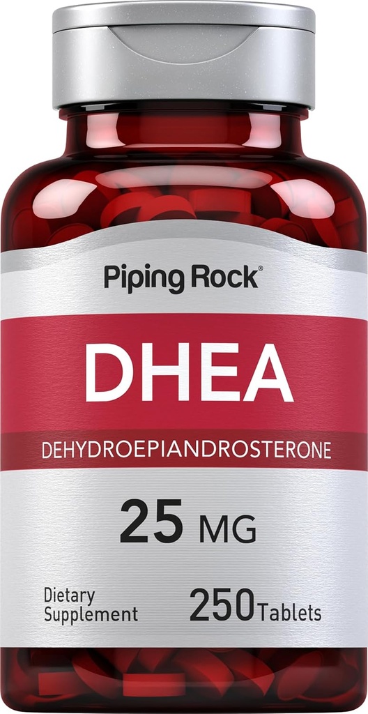 Piping Rock DHEA 25mg | 250 Tablets | Dehydroepiandrosterone Supplement | Non-GMO, Gluten Free