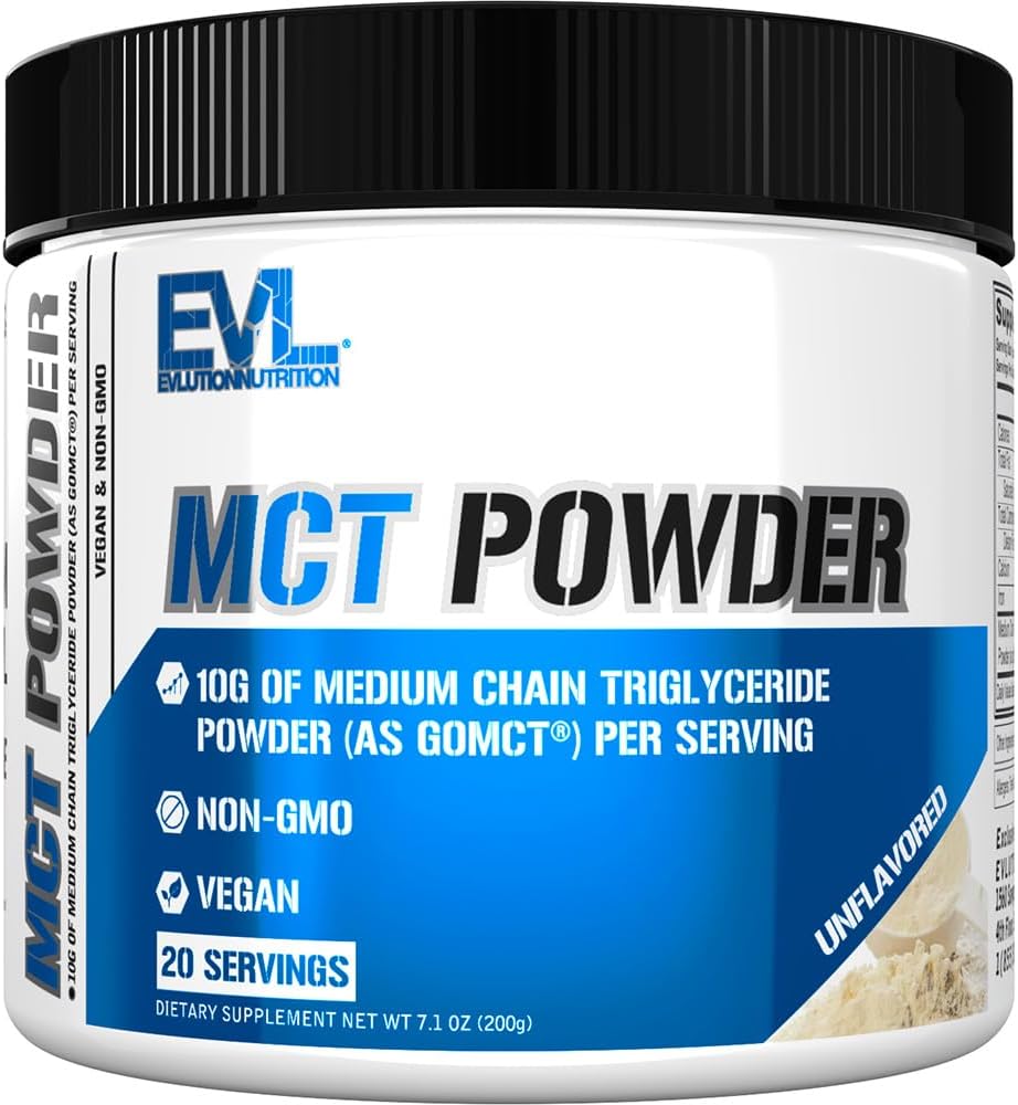 Evlution Nutrition MCT Powder - Keto Supplement - MCT Oil Powder - 10G Medium Chain Τριγλυκερίδια - Brain & Body Energy Drink - Faty Acid Supplement - Vegan & Non-GMO - 20 Σερβιέτες - Χωρίς γεύση