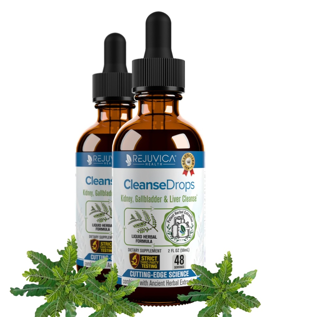 Rejuvica Health Cleanse Drops - Advanced Kidney & Gallbladder Cleanse Υποστήριξη συμπλήρωμα - Υγρή παράδοση για καλύτερη απορρόφηση - Chanca Piedra Χρησιμοποιείται στο Αμαζόνιο τροπικό δάσος