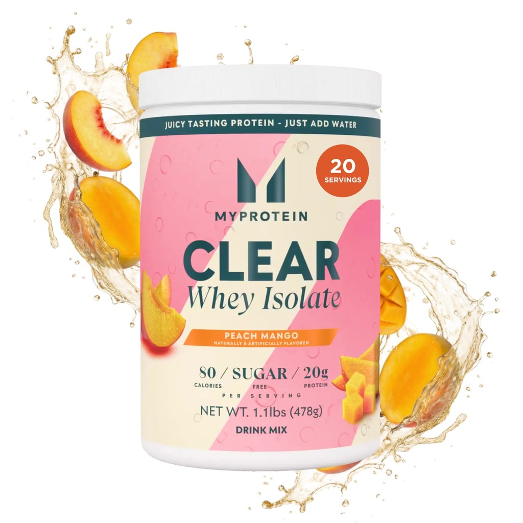 Myprotein Clear Whey Isolate Protein Powder, 1.1 Lb (20 μερίδες) Ροδάκινο Mango, 20g πρωτεΐνη ανά υπηρεσία, Φυσικώς αρωματικό ποτό Mix, Καθημερινή πρόσληψη πρωτεΐνης για ανώτερη απόδοση