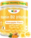 Βιταμίνη B2 Gummies Ριβοφλαβίνη 400mg για τους άνδρες Μασώμενες βιταμίνες B2 για ενήλικες με B Complex Turmeric Extract για Digestive Comfort, Nervous System Support, Vegan, Χωρίς ζάχαρη, Ανανάς Γεύση,60 Count