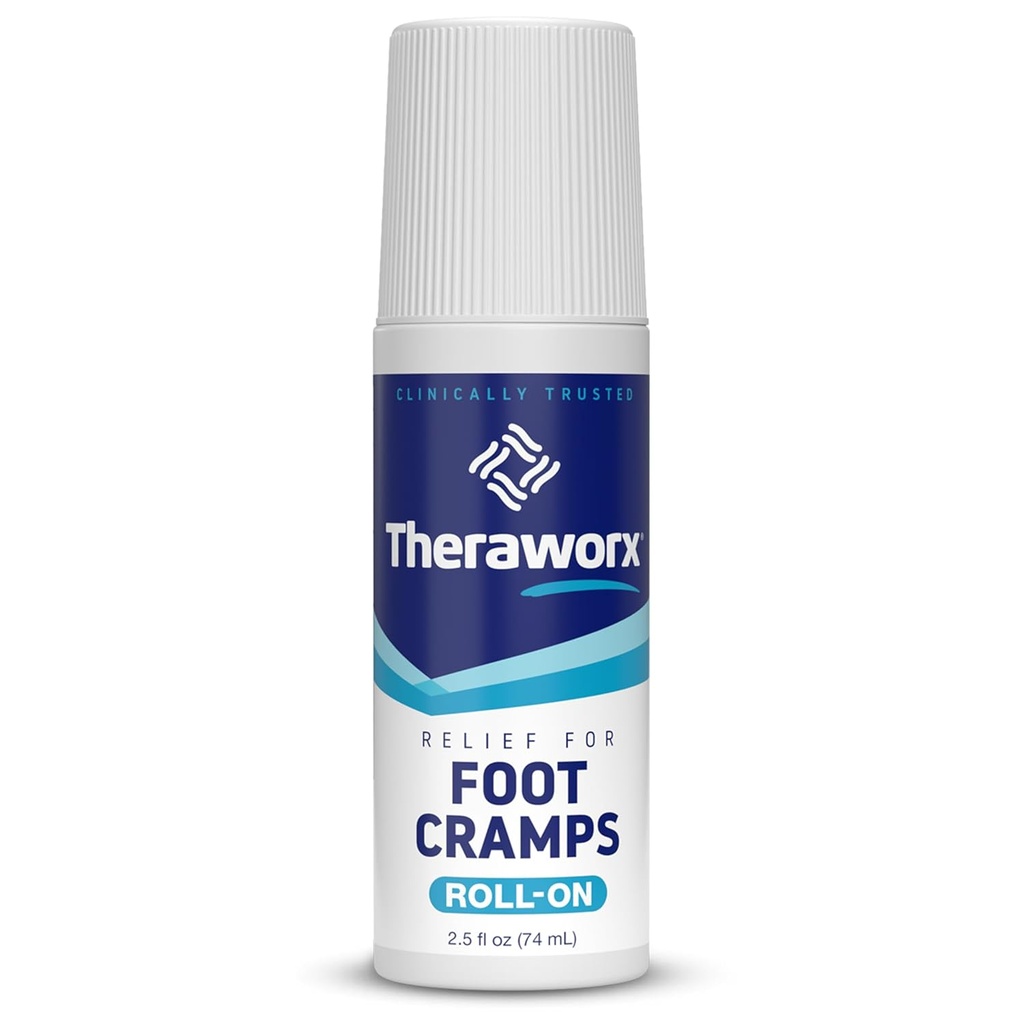 Theraworx Relief for Foot Cramps, Fast-Active Foot Cramp Relief Roll-On - 2,5 Oz - 1 Count