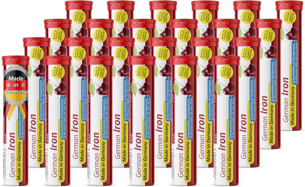 T&D German Iron 14 mg - 480 Vegan Drink Αναβράζοντα δισκία - Cherry Flavor - Made in Germany