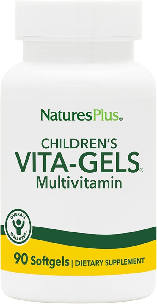 NaturesPlus Children’s Vita-Gels Multivitamin, Natural Orange Flavor - 90 Softgels, Pack of 2 - Χωρίς γλουτένη - 180 Total Services