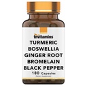 Tnvitamins Turmeric & Boswellia Complex (180 κάψουλες) με ρίζα Ginger, Bromelain, & Black Pepper Extract 
