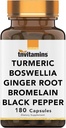 Tnvitamins Turmeric & Boswellia Complex (180 κάψουλες) με ρίζα Ginger, Bromelain, & Black Pepper Extract 