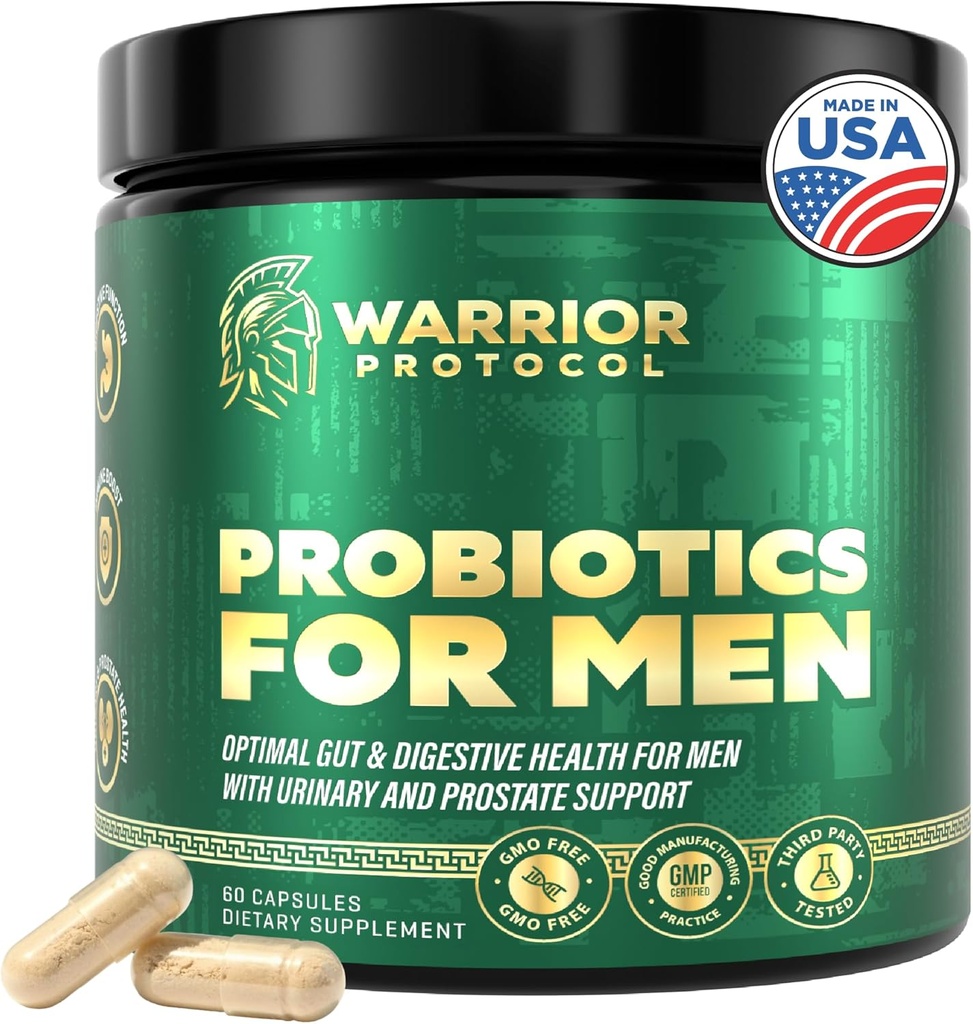 Probiotics for Men with Prebiotics - Men Probiotic Supplement for Digestive Health, Gut Health, Immune Health, Bloating and Prostate Care - Strains Ράφιο Σταθερό, Gluten & Soy Free 60 κάψουλες.