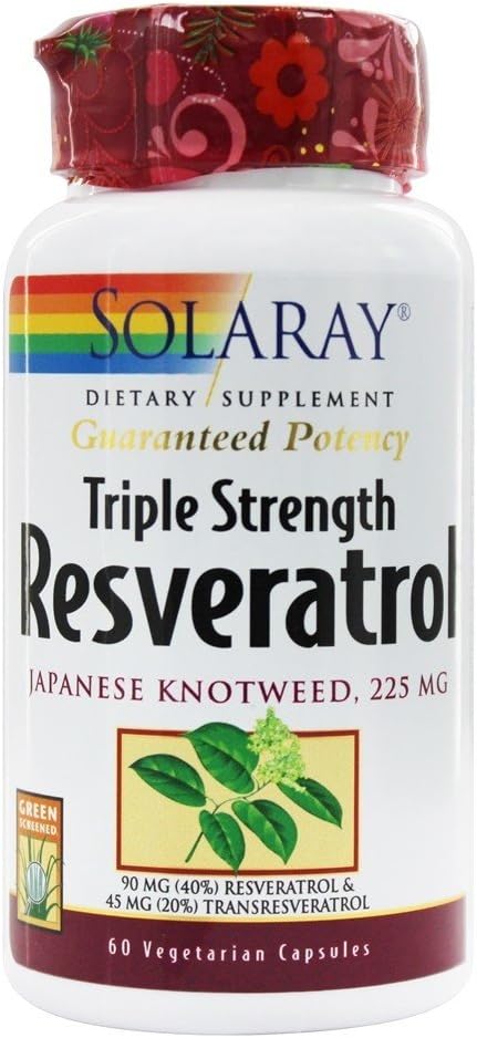 Solaray Triple Strength Resveratrol - 225 mg - 60 κάψουλες χορτοφάγων