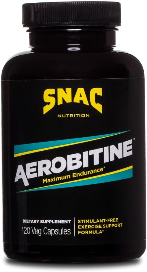 SNAC Aerobitine - Stimulant Free Pre-Workout Supplement for Maximum Endurance. Nitric Oxide Booster, Improves Blood Flow, Reduces Fatigue & Thermogenic Benefits. 120 Veggie Capsules