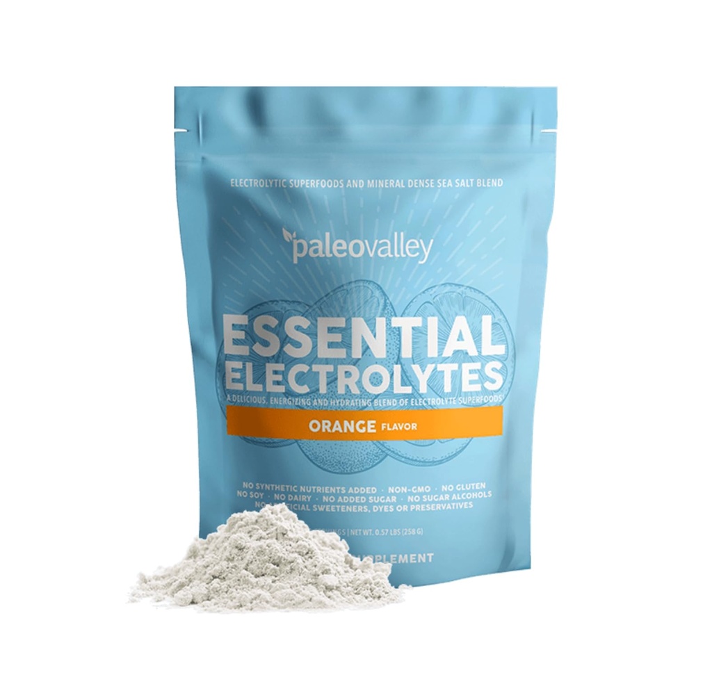 Paleovalley Essential Electrolytes Powder - Full Spectrum Orange Electrolyte Powder for Hydration, Energy and Muscle Recovery - No Sugar Added - 28 Σερβιέτες