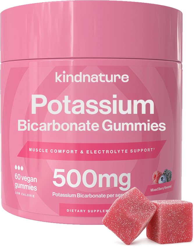 CIDNATURE Υψηλή συμπλήρωμα καλίου Gummies 500mg - Μασώμενα για ενήλικες & παιδιά - καθαρό κάλιο διττανθρακικό ορυκτό συμπλήρωμα - Vegan, χωρίς γλουτένη, μη GMO - 60 Gummies (30 Ημέρα προσφοράς)