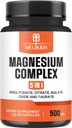 5in1 Magnesium Complex Supplement with 20% Purified - 500mg Μαγνήσιο Διγλυκινικό, Κιτρικό & Περισσότερα για τους μυς, Χαλάρωση Mood, Οστική Υγεία & Περισσότερα - 90 Κάψουλες