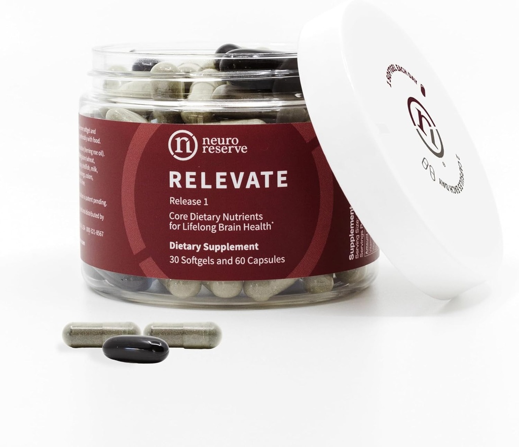 RELEVATE συμπλήρωμα για την υγεία του εγκεφάλου? Μνήμη, εστίαση, ενέργεια, ύπνος, μάτια & υγιή γήρανση? Γιατρός Formulated? Quercetin, λουτεΐνη, γλυκινικό μαγνήσιο, Omega 3 DHA EPA, βιταμίνη B12, B3, D3