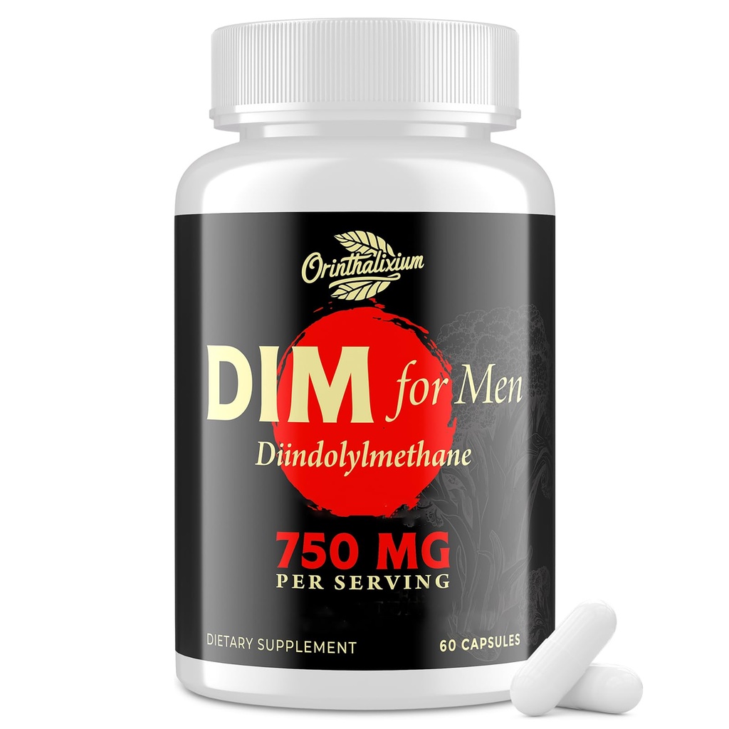 DIM για τους άνδρες 750MG – ισορροπία ορμονών, υποστήριξη οιστρογόνων για τους άνδρες, συμπλήρωμα DIM, Detox, απόδοση ζωτικότητας και καταλληλότητας– Chrysin & Black Pepper Extract, 60 κάψουλες (1 μπουκάλι)