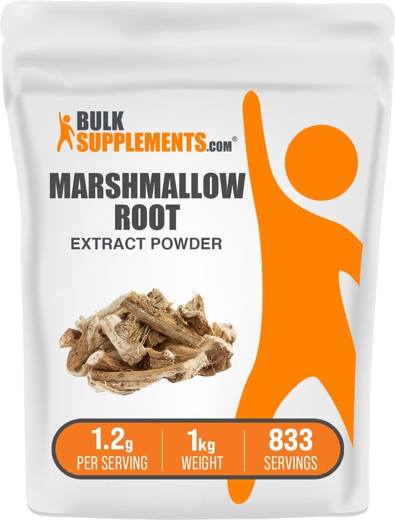 BulkSupplements.com Marshmallow Root Extract Powder - Marshmallow Root Supplement, Herbal Supplement - Χωρίς γλουτένη, 1,2g ανά Σερβίρισμα, 1kg (2,2 lbs) (πακέτο των 1)