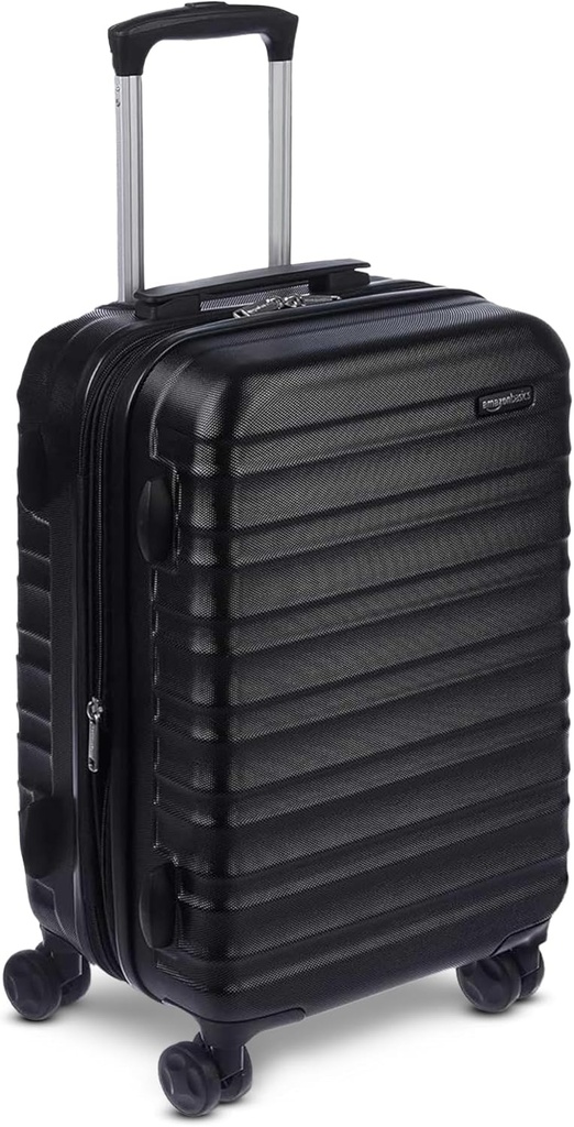 Basics 21" Hardside Carry-On Luggage, Hardshell Suitca with Wheels, Επέκταση για έως 25% περισσότερο χώρο, με Scratch-Resistant Surface, Τέσσερις Multi-directional Τροχοί, μαύροι
