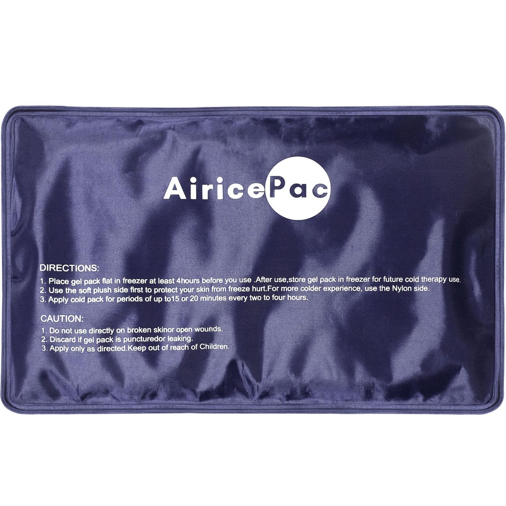 AiricePac Ice Packs for Injuries Reusable, Gel Cold Pack for Knee Neck Shoulder Ankle Elbow Hip Back Pain Relief, Cold Compress Therapy for Swelling, Bruises, Surgery, 7”x 11”, Blue