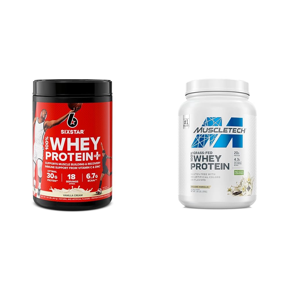Έξι αστέρια Elite 100% πρωτεΐνη Whey Plus κρέμα βανίλια 1,8lbs και μυώνTech Grass Fed πρωτεΐνη Whey σκόνη βανίλια 20g πρωτεΐνη 1,8 lbs