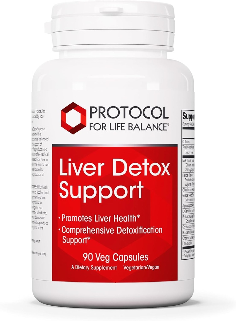 Protocol Liver Detox Support* - Liver Cleanse Detox* - Glutathione Supplement - Milk Thistle & Methionine - Dairy Free & Vegan - 90 Veg Capsules