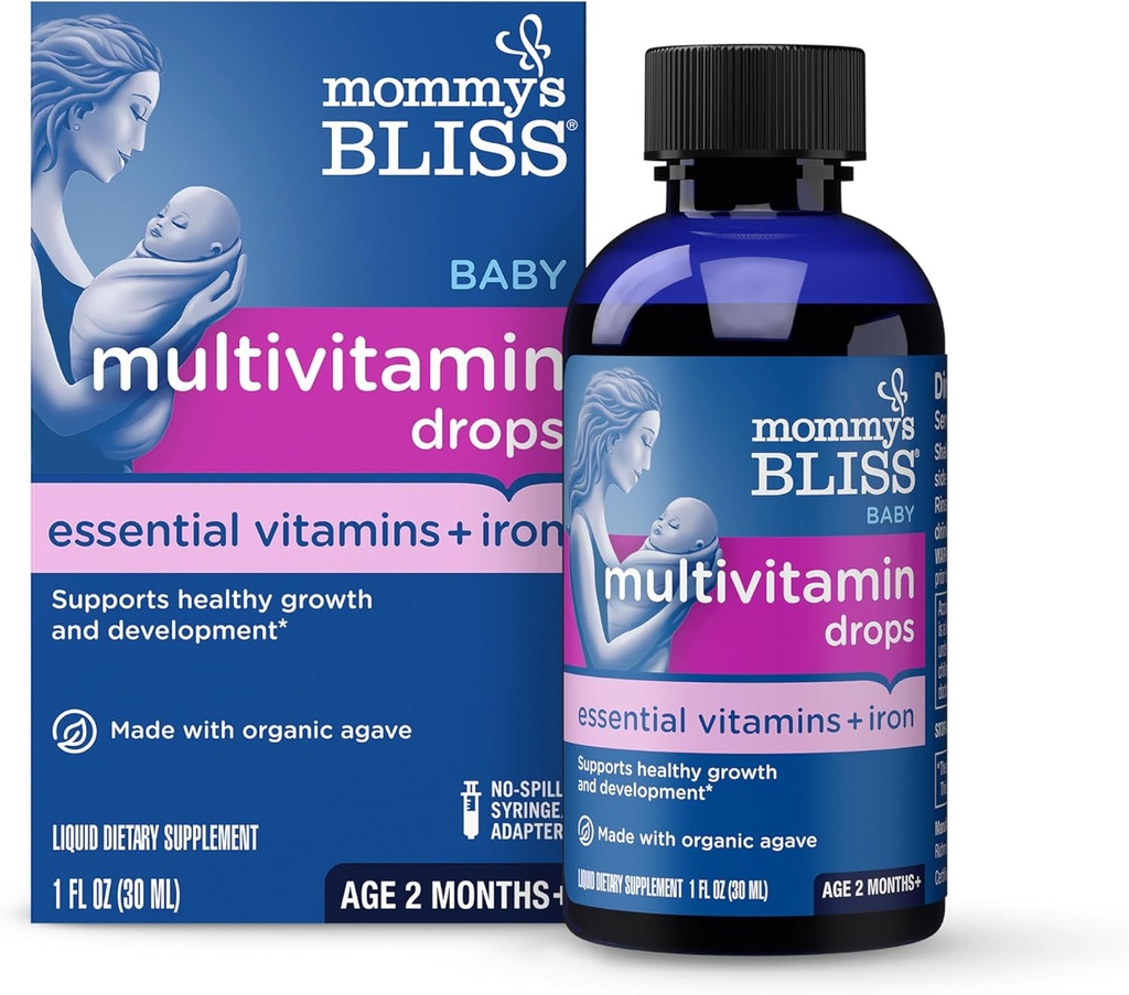 Mommy's Bliss Baby Multivitamin + Iron, Daily Essential Vitamins for Immune Support, Healthy Growth & Bone Development*, Ηλικία 2 Μήνες+, 30 ml, Υγρό