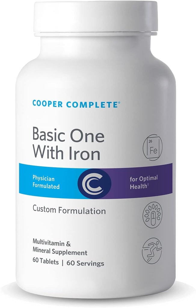 Cooper Complete Basic One Multivitamin with Iron - 60 Tablets per Bottle. Pack of 2