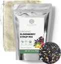 Elanen Naturals Organic Elderberry Syrup Kit, κάνει μέχρι 24 oz, περιλαμβάνει φυσικό βαμβάκι Brew Τσάντα, USDA πιστοποιημένα βιολογικά Αποξηραμένα μούρα και ανοσοποιητικά βότανα υποστήριξης, Bulk Kit, 4 oz. (113g)