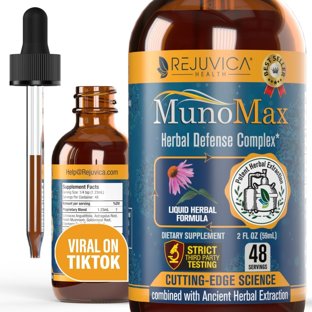 MunoMax - Advanced Immune Support Supplement - Liquid Delivery for Better Absorpation - Echinacea, Astragalus, Reishi, Goldenseal, Elderberry & More!