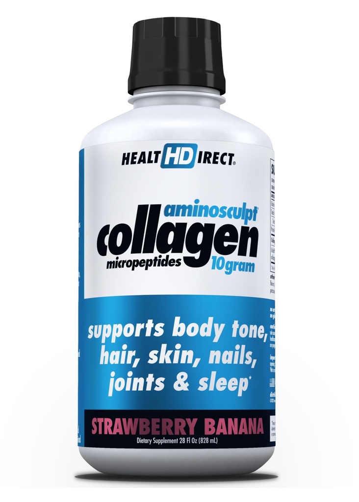 ΥΓΕΙΑ DIRECT – AminoSculpt Liquid Collagen Micropepties – 28 FL Oz – 28 Σερβιέτες – 10 γραμμάρια Premium Medical-Grade Liquid Collagen για τις γυναίκες – Φράουλα Μπανάνα