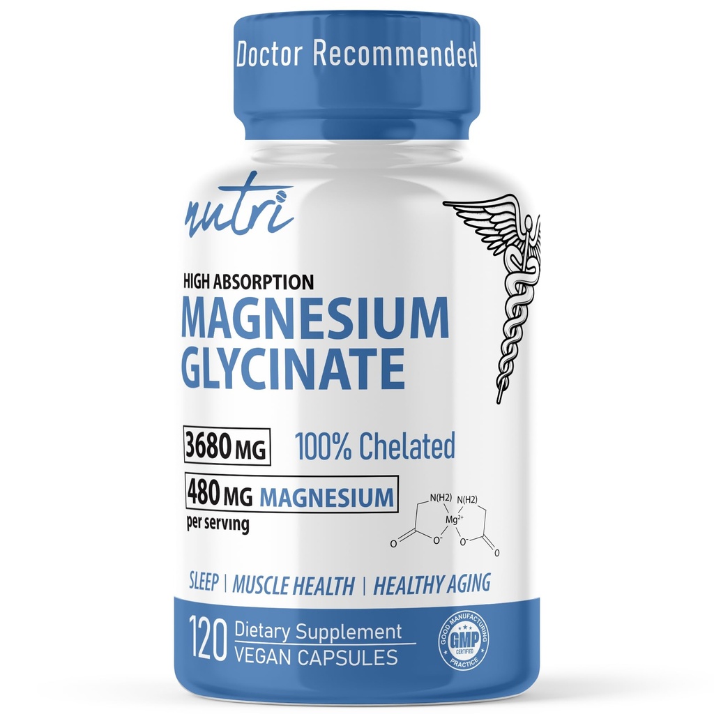 Σύντηξη της φύσης Nutri Pure Μαγνήσιο Γλυκινικό 3680mg - (Παρέχει 480mg Στοιχειώδες Μαγνήσιο), χημειοθετημένο για υψηλή απορρόφηση, μη βουλωμένο για μέγιστη δραστικότητα, 120 κάψουλες