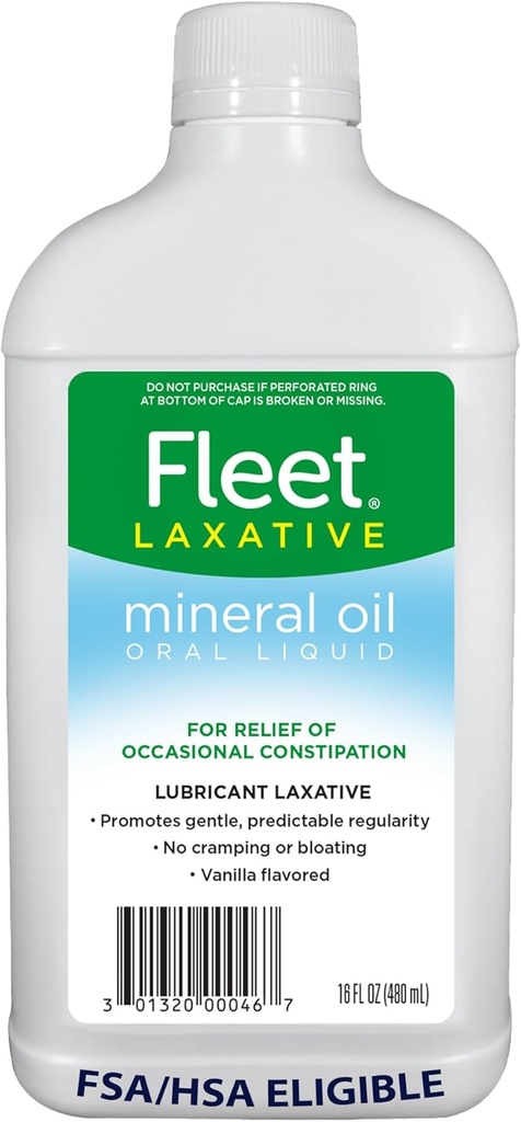 Fleet Mineral Oil, Oral Liquid Laxative, Constipation Relief for Adults, Vanilla Flavored, 16 Fl Oz