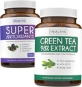 Antioxidants & Green Tea Extract (1-Month Supply) Αντιοξειδωτικό Πράσινο Σύντηξη - Super Antioxidants - Ισχυρό Super Food Daily Blend (120 Caps) & Πράσινο Τσάι Extract με EGCG Polyphenol Catechins(60 Caps)