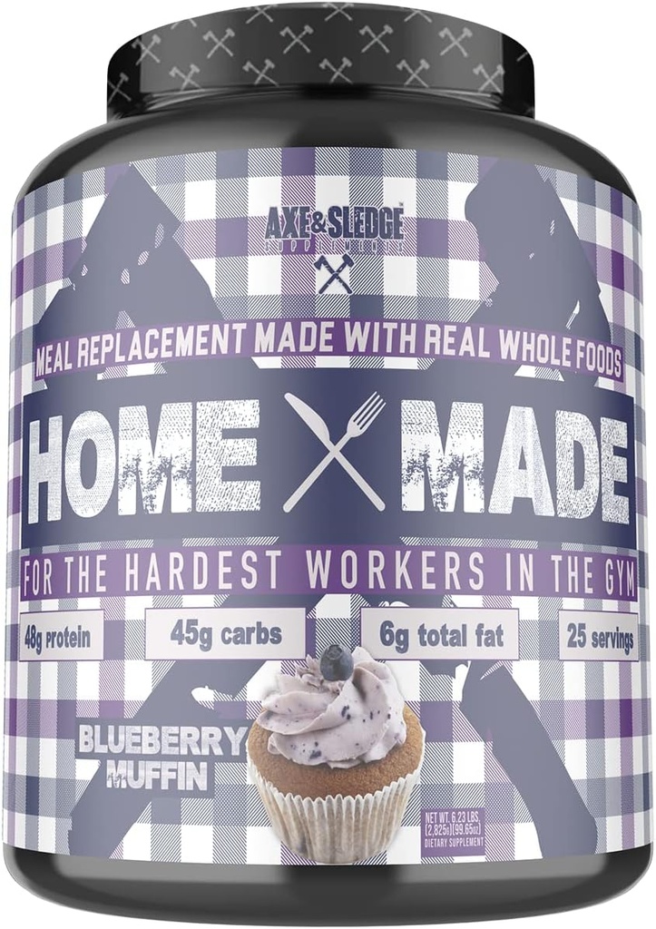 Axe & Sledge Συμπληρώματα Home Made Whole-Foods-based Meal Replacement Powder with Digestive Enzymes, Protein, Carbohydrates, and Fats, 25 services, Blueberry Muffin