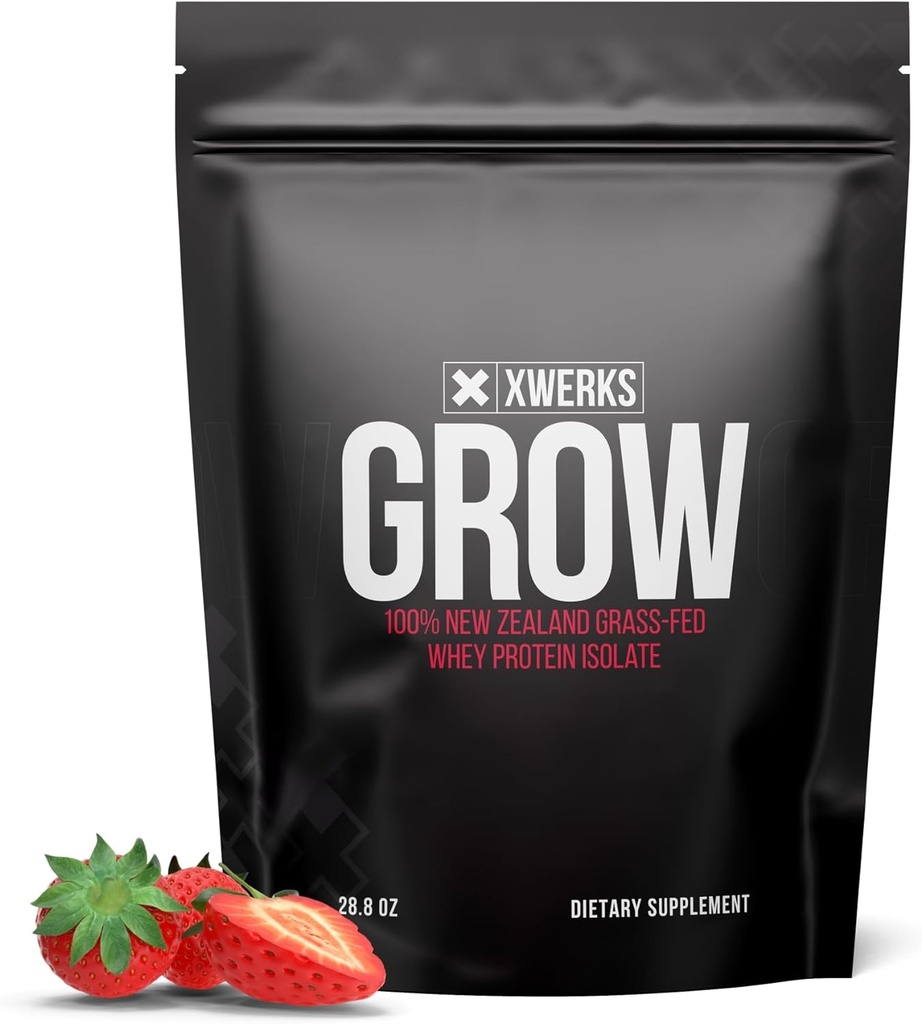 Xwerks Καλλιεργούν 100% New Zealand Grass Fed πρωτεΐνη ορού γάλακτος, 25g καθαρή απομονωμένη σκόνη πρωτεΐνης ανά υπηρεσία, όλα τα φυσικά Παλαιό και Κέτο φιλικό, χωρίς γλουτένη σόγιας εύκολο να digest, Φράουλα, 30 εξυπηρετούν