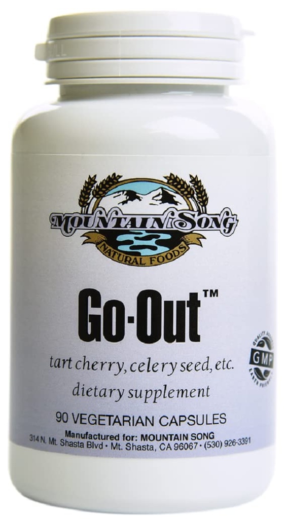 Go Out Relief Joint Formula and Uric Acid Support with Tart Cherry Concentrate, Black Cherry Extract 20:1, Celery Seed Extract and Turmeric Root. Helps You Get Out and About. It Works!