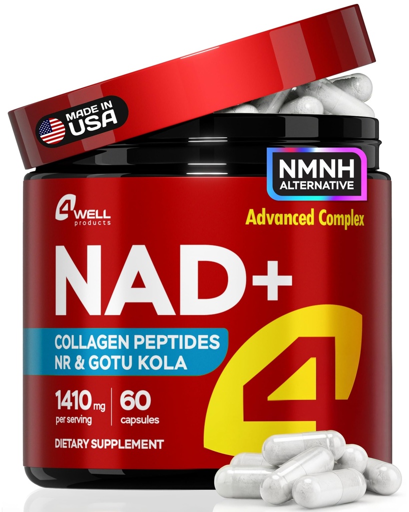 NAD Plus Συμπλήρωμα 1400mg - NMNH συμπλήρωμα Εναλλακτικές Υποστήριξης Υγιεινό Συγκρότημα γήρανσης με Νικοτιναμίδη Riboside & Gotu Kola, Collagen - Ισχυρό NAD+ Formula for Energy, Skin & Cognitive, 60 Caps