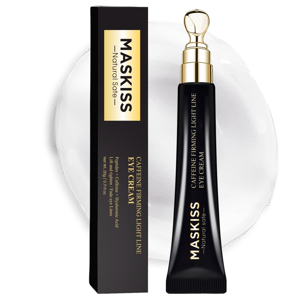 Κρέμα ματιών για ρυτίδες, κρέμα ματιών ανανέωσης δέρματος με πεπτίδες + καφεΐνη για μαύρους κύκλους και την πάθη, κατά της γήρανσης, μείωση των λεπτών γραμμών και κάτω από EyeBags, Fragrance Free