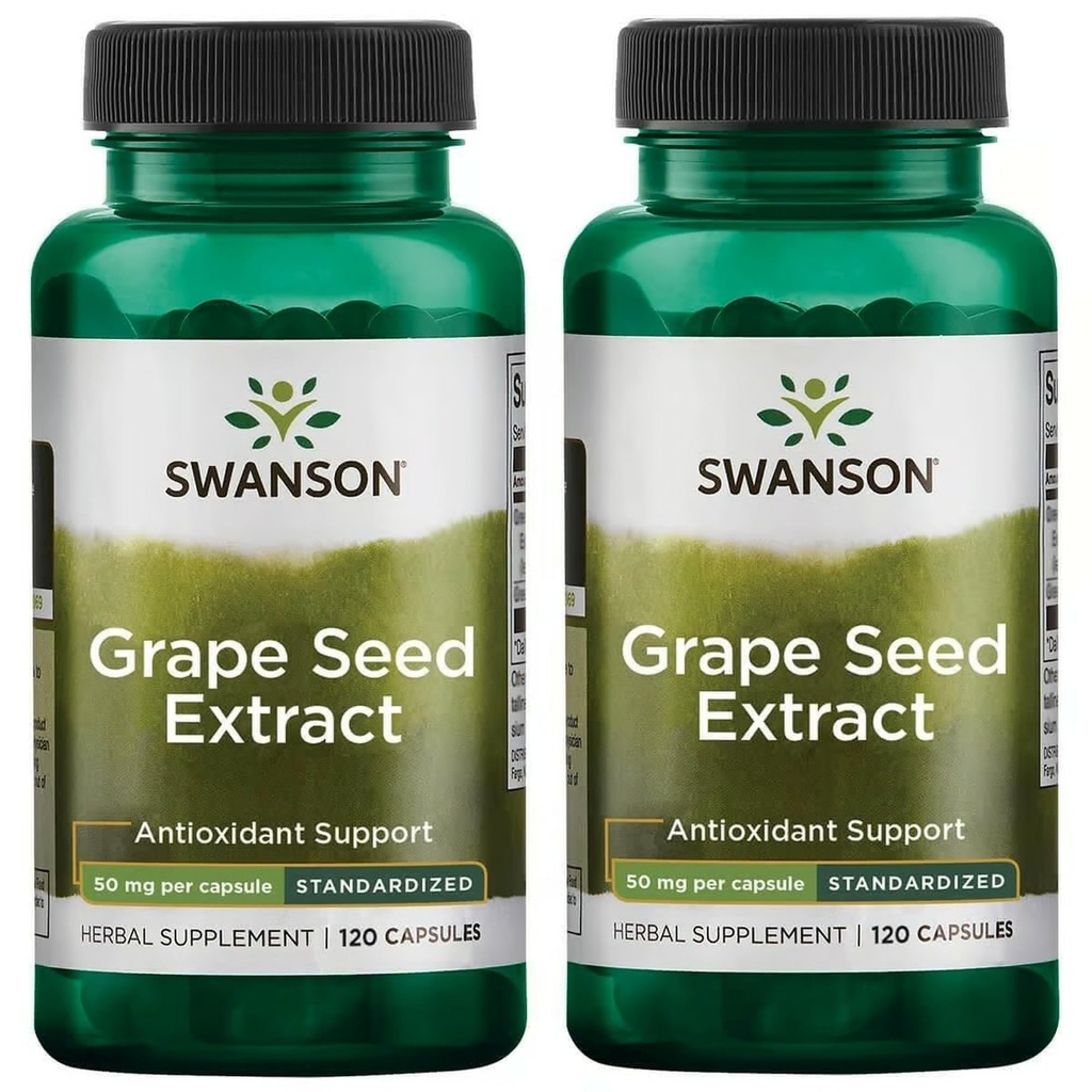 Εκχύλισμα σπόρων σταφυλιών Swanson (Standardized) 50 Milligrams 120 Κάψουλες (2 Συσκευασία)