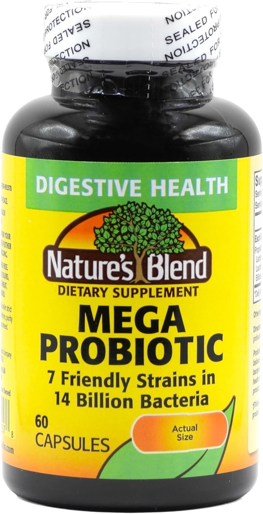 Natures Blend Mega Probiotic Capsules, 60 Count Per Bottle