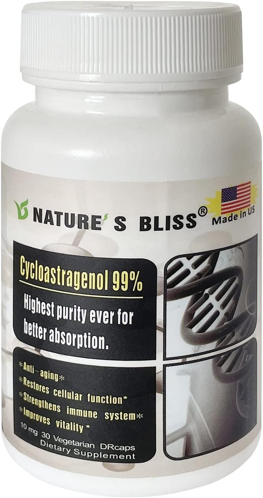 Nature'sbliss Cycloastragenol Supplement, 10 mg per Serving | Science-Backed to Support Telomere Length, Healthy Aging & DNA Structure, Stomach Acid Protected, Super Absorption,30 Capsules