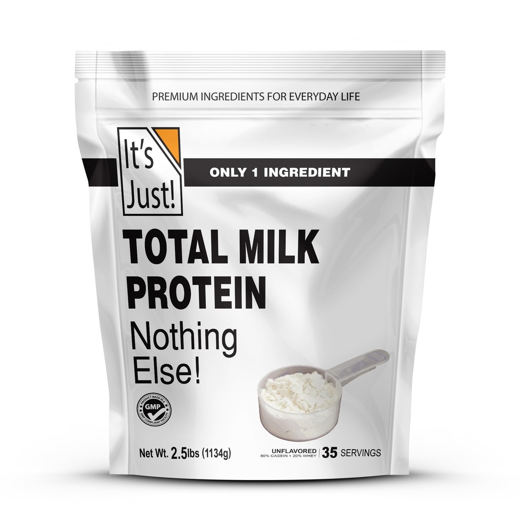 Είναι απλά! - Ολική συμπυκνωμένη σκόνη πρωτεΐνης γάλακτος (περιέχει: 80% καζεΐνη / 20% Whey), Heavy Metal Tested, No Added Flavors, Non-GMO, Χωρίς γλουτένη (2,5 Λίρες, Χωρίς γεύση)
