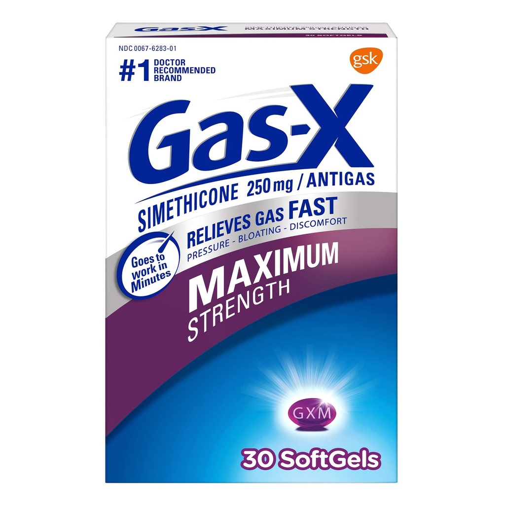 Αέριο-X Μέγιστη δύναμη Αέριο ανακούφιση Softgels με Simethicone 250 mg - 30 Count