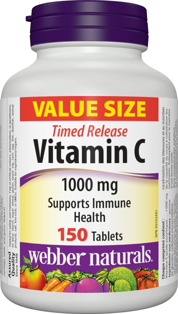 Webber Naturals Βιταμίνη C Time Release 1000 mg, 150 δισκία