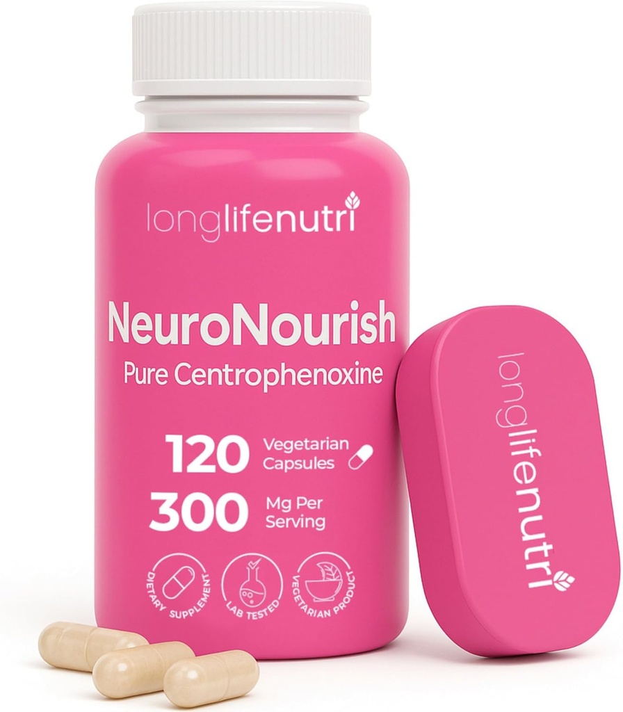 NeuroNourish (Centrophenoxine) 300mg - DMAE & pCPA, 120 κάψουλες χορτοφάγων, 4-μηνη παροχή, φυσικό Nootropic για την ενίσχυση της μνήμης, εστίαση, & Γνωστική λειτουργία, GMP Certified, Made in USA