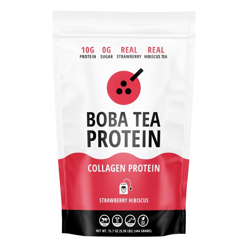 Strawberry Hibiscus Flavored Collagen | 30 Servings | Grass-Fed Hydrolyzed Bovine Collagen Powder for Men and Women | Promotes Hair, Nail, Skin, Bone, and Joint Health | No Added Sugar