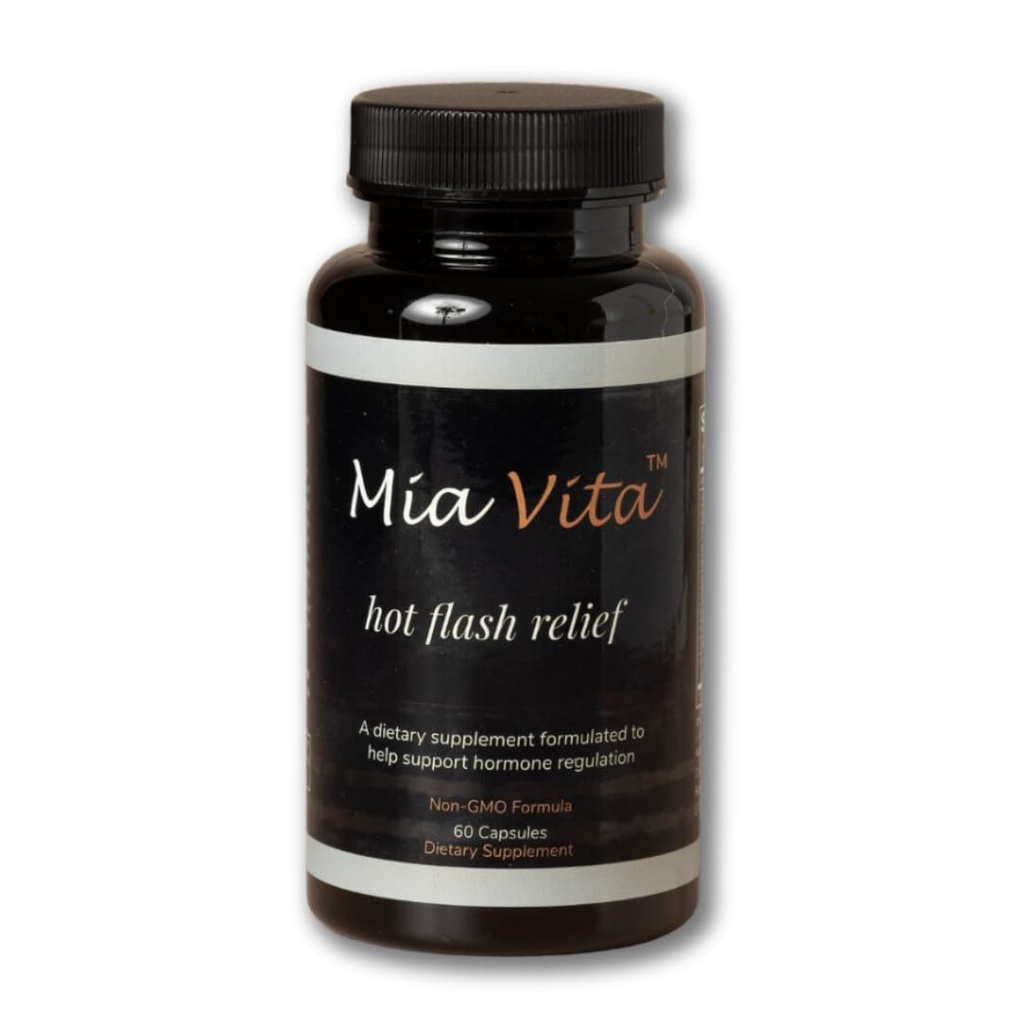 FEMMEPHARMA Mia Vita Hot Flash Συμπληρώματα για Εμμηνόπαυση Μη ΓΤΟ Φυσικές ορμονές Κανονισμός για Νυχτερινές Ιδρώσεις Μαύρο Cohosh & Dong Quai 60 Κάψουλες (30 Ημέρα προσφοράς)