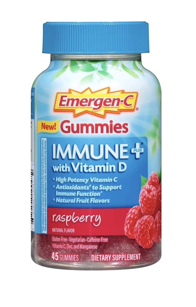 Emergen-C Gummies Immune Plus Βιταμίνη D, Βατόμουρο, 45 Gummies (πακέτο των 2)