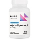 PureFormulas Alpha Lipoic Acid 100 mg ALA συμπλήρωμα για την υποστήριξη του ήπατος, αντιοξειδωτικά, νεύρο, & καρδιοαγγειακή υγεία Acido Alfa Lipoico 100mg συμπλήρωμα νευροπάθειας Non- GMO 60 δισκία