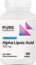 PureFormulas Alpha Lipoic Acid 100 mg ALA συμπλήρωμα για την υποστήριξη του ήπατος, αντιοξειδωτικά, νεύρο, & καρδιοαγγειακή υγεία Acido Alfa Lipoico 100mg συμπλήρωμα νευροπάθειας Non- GMO 60 δισκία