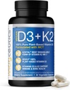 Vitamin D3 K2 with MCT, 5000 IU Vegan D3 & 100 mcg MK7 K2, Support Strong Bones and Immune Health - 30 Capsules (30 Days Supply)
